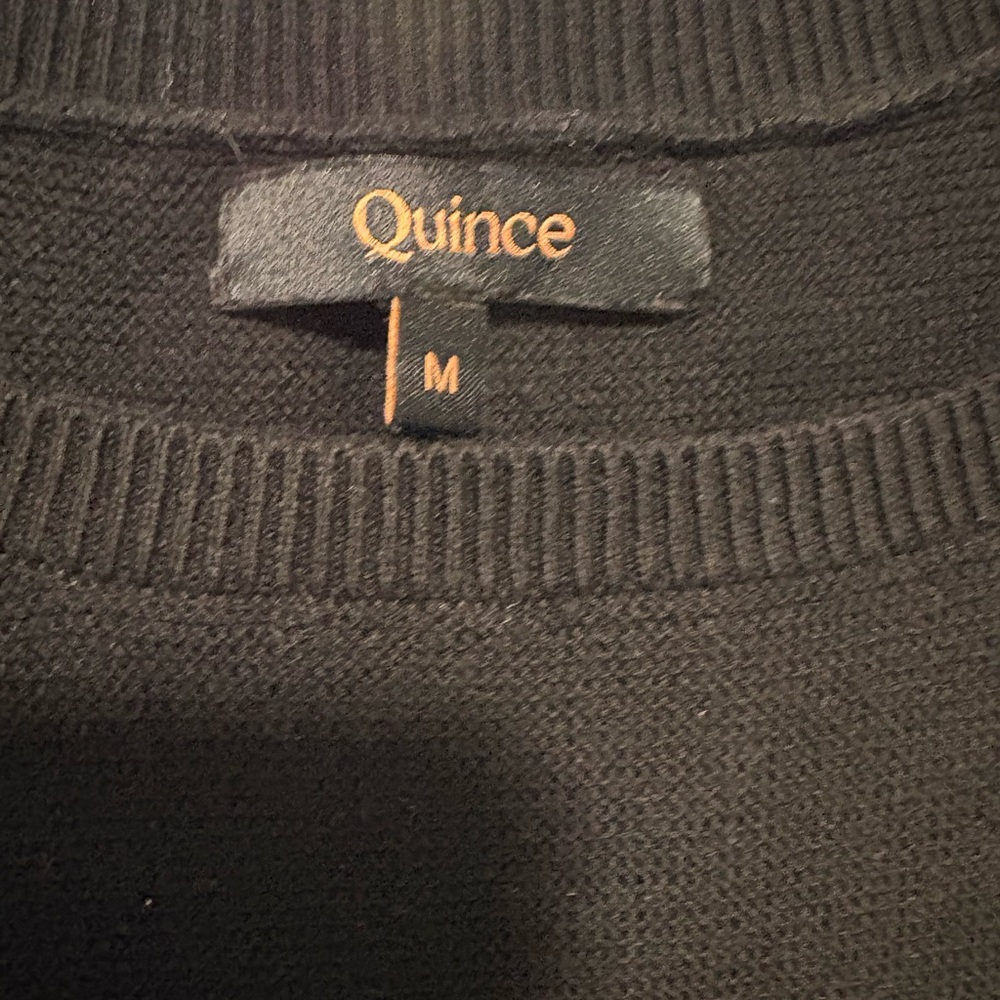 Quince Black Lightweight Cotton Cashmere Link-Stitch Dolman Sweater - Picture 4 of 10